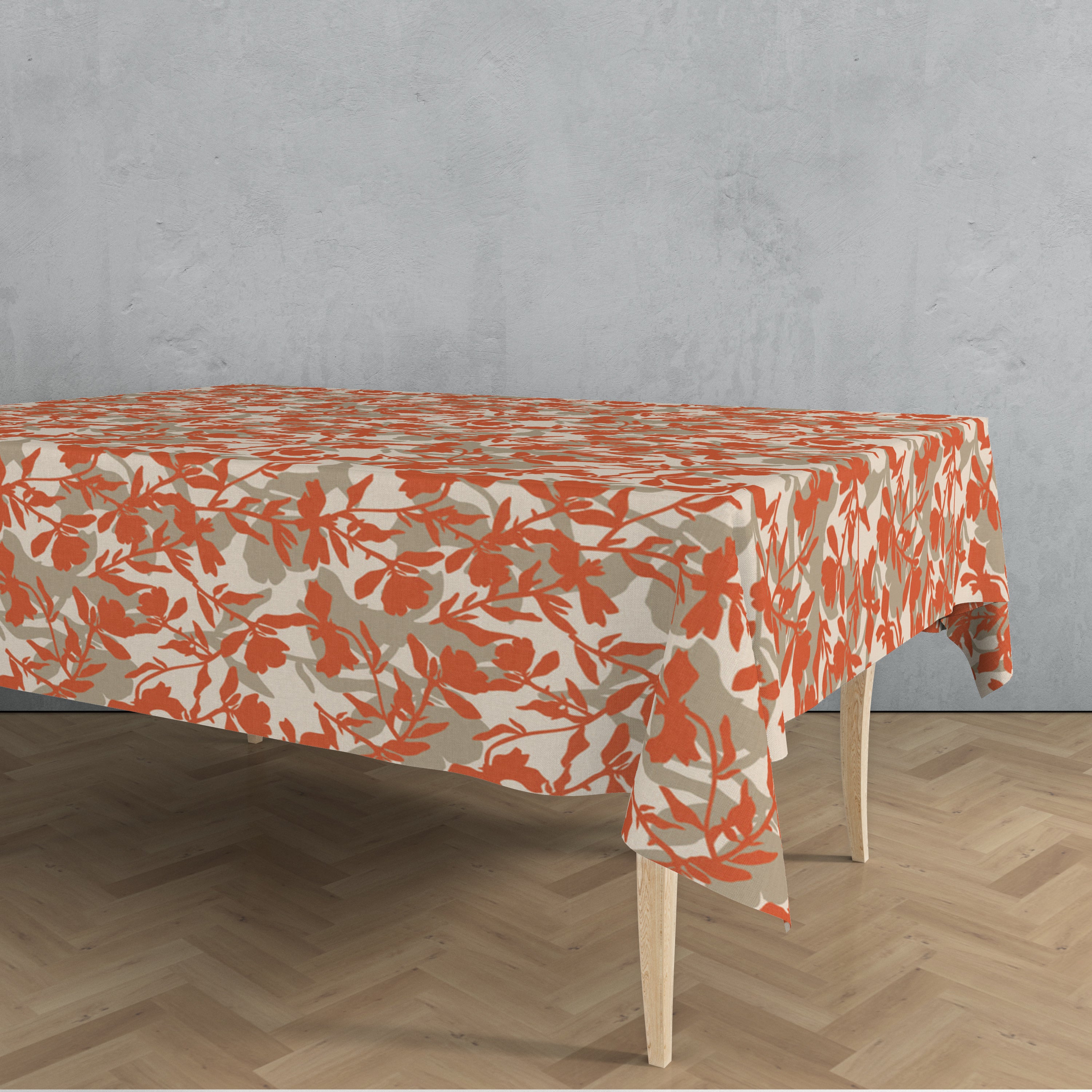 Bloom Fabric Tablecloth - Rust Orange