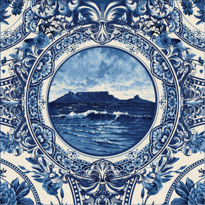 Cape Town Delft Fabric Napkins Table Mountain  - set of 2