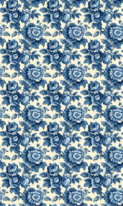 Cape Town Delft Fabric Tablecloth - Floral Natural