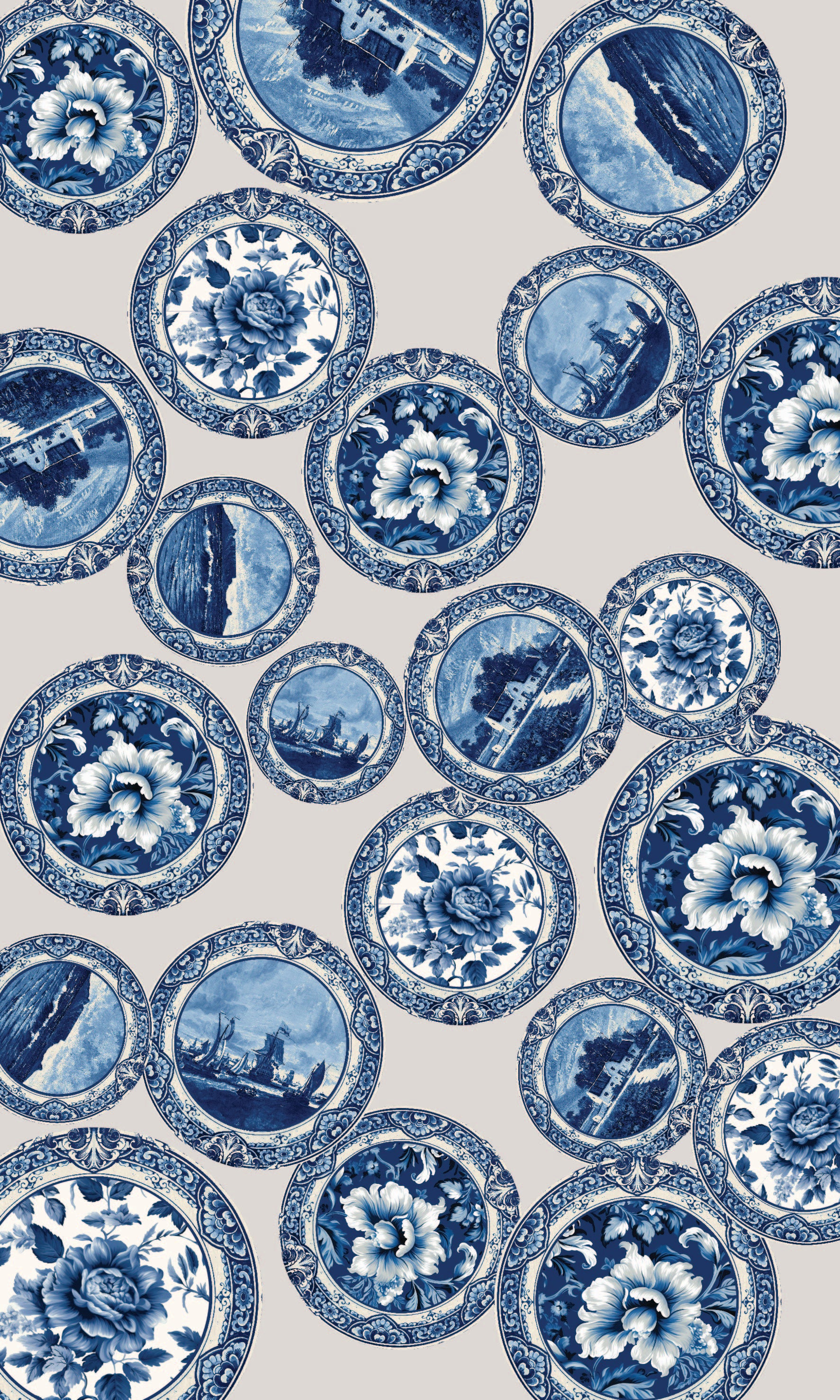 Cape Town Delft Fabric Tablecloth - Plates