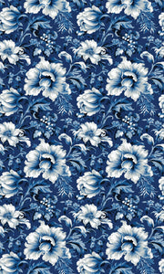 Cape Town Delft Fabric Tablecloth - Floral Blue