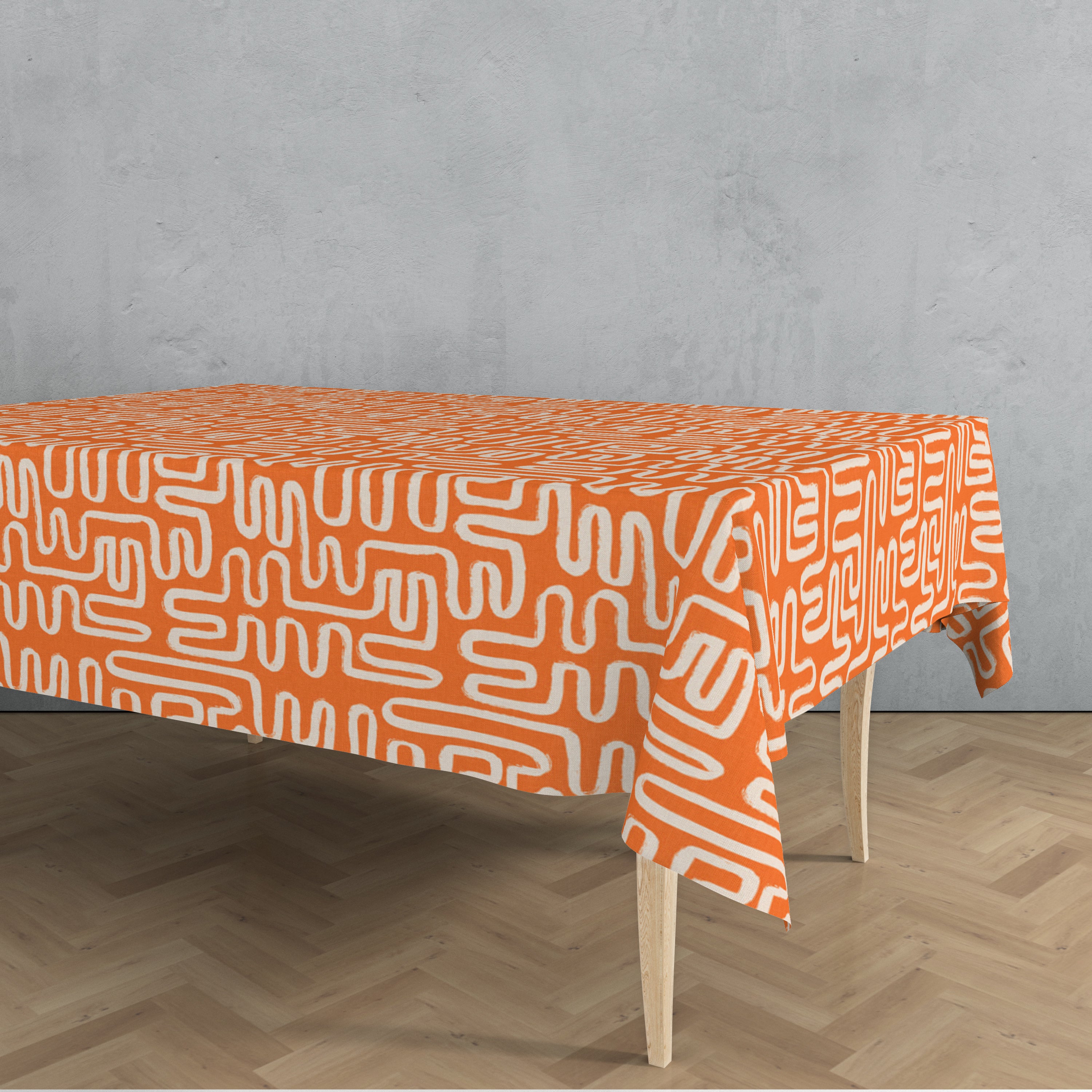 Doodle Fabric Tablecloth - Orange