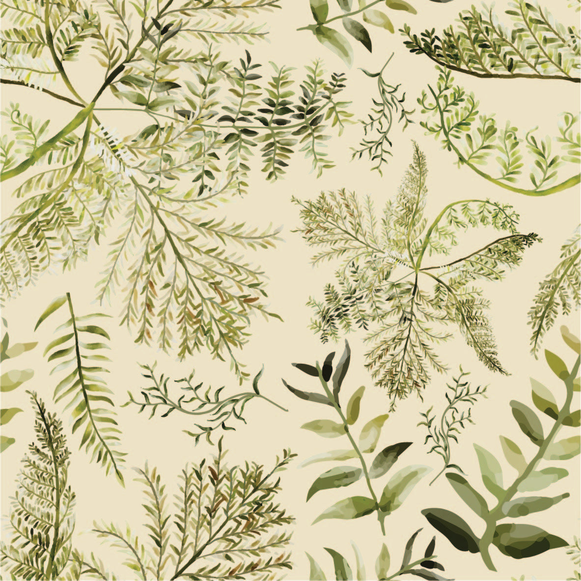 Fern Greens Fabric Napkins Natural - set of 2