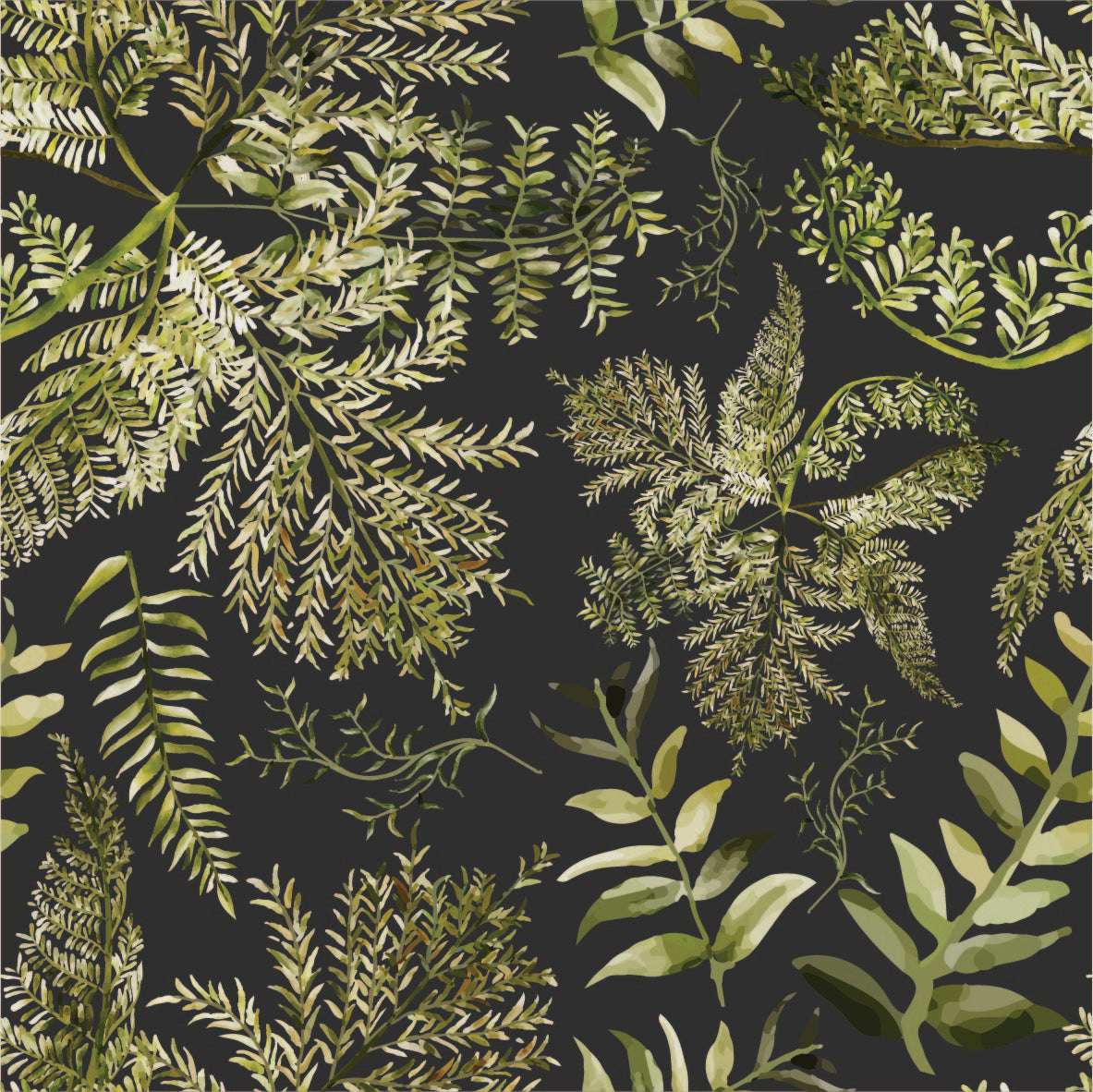 Fern Greens Fabric Napkins Charcoal - set of 2