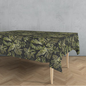 Fern Greens Fabric Tablecloth - Charcoal