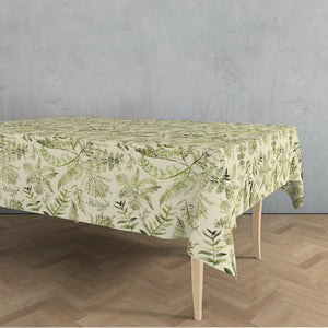 Fern Greens Fabric Tablecloth - Natural