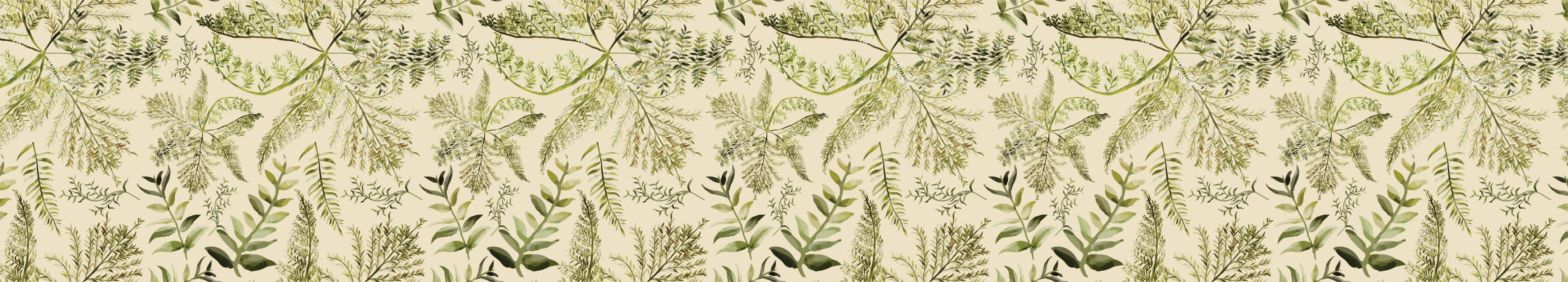 Fern Greens Fabric Table Runner - Natural