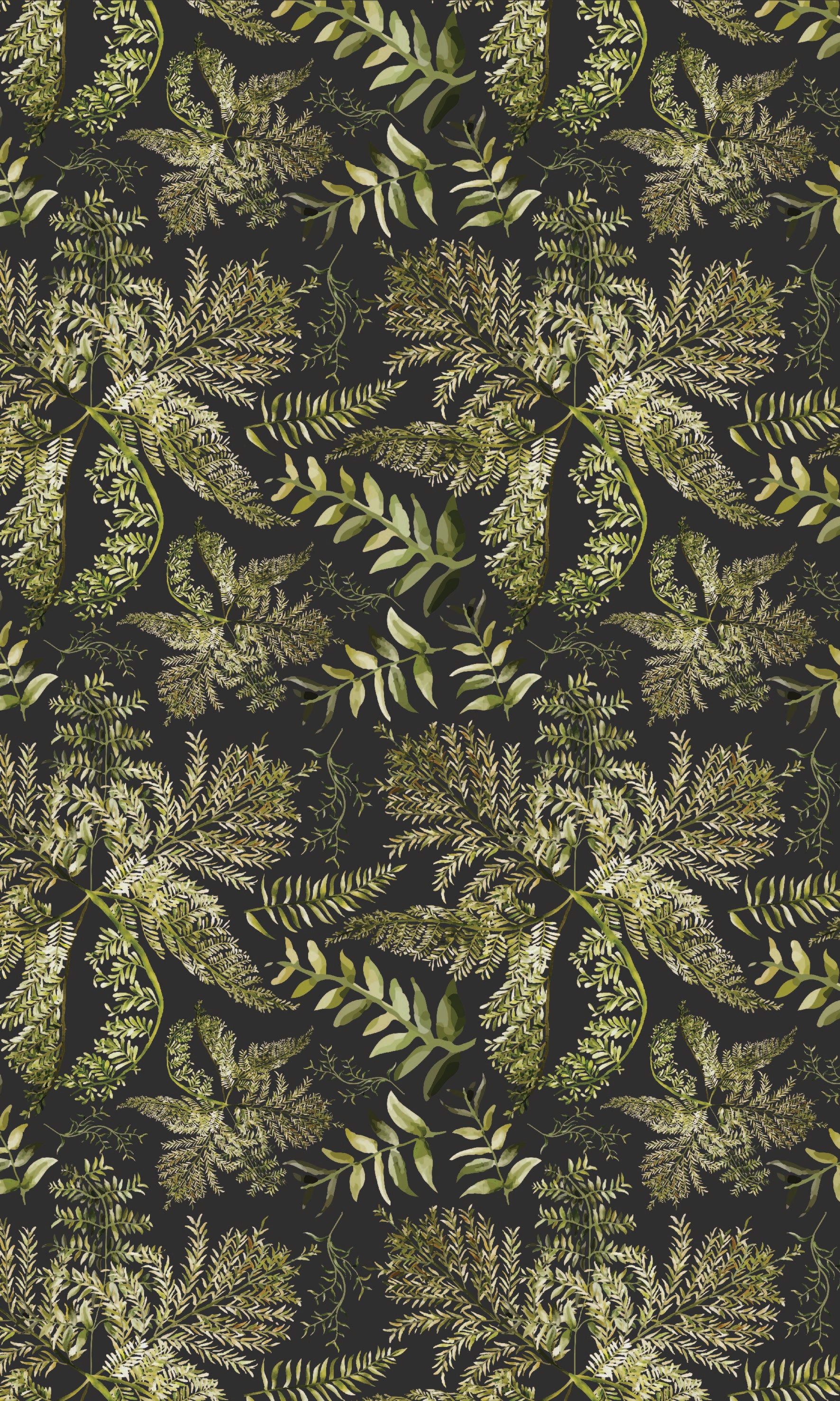 Fern Greens Fabric Tablecloth - Charcoal