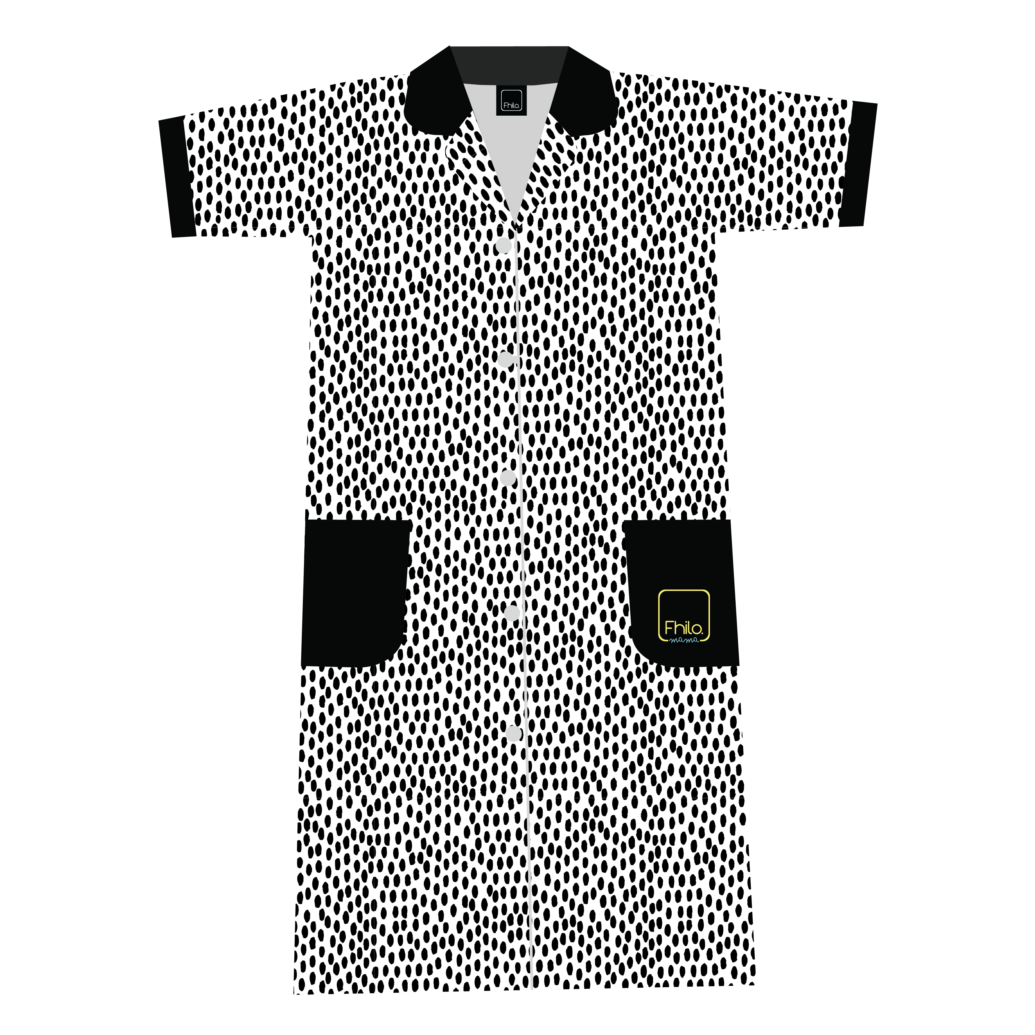 Dots Black Housecoat